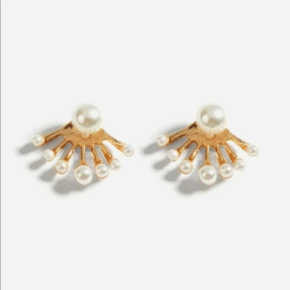 • Dorothy • Faux Pearl Swing Stud Earrings - Picture 2 of 4